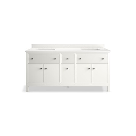 Kohler 72 in. Bathroom Vanity Cabinet With Sinks And Quartz Top in White K-35023-0
